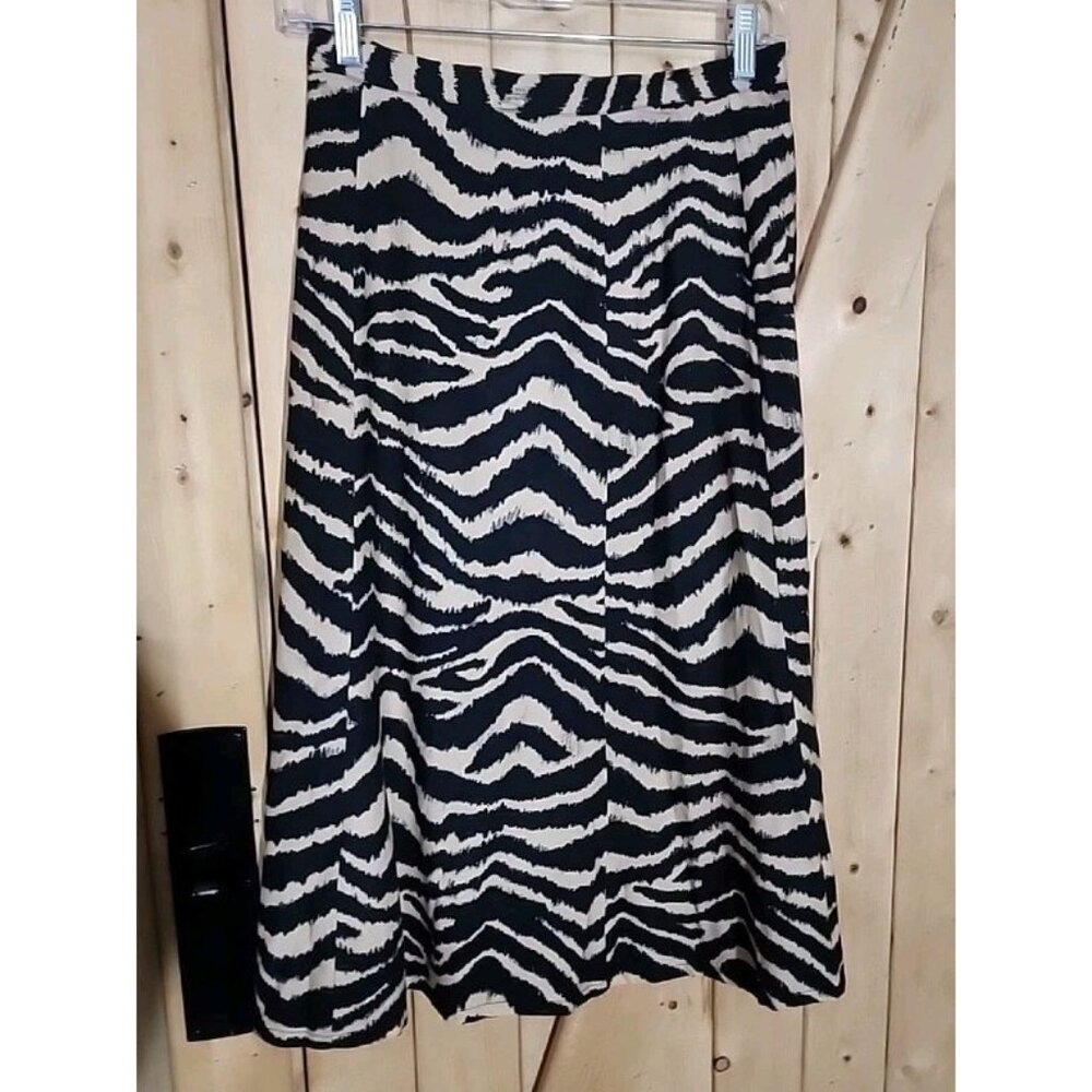 Animal Print Midi Skirt Black BeigeGianni Bini Women’s Sz 2 High Waisted Zippere